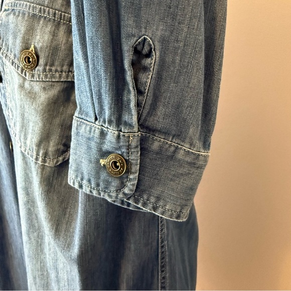 Two by Vince Camuto Blue Denim Button-Up Long Sleeves Shirt Dress Size L - Picture 6 of 8